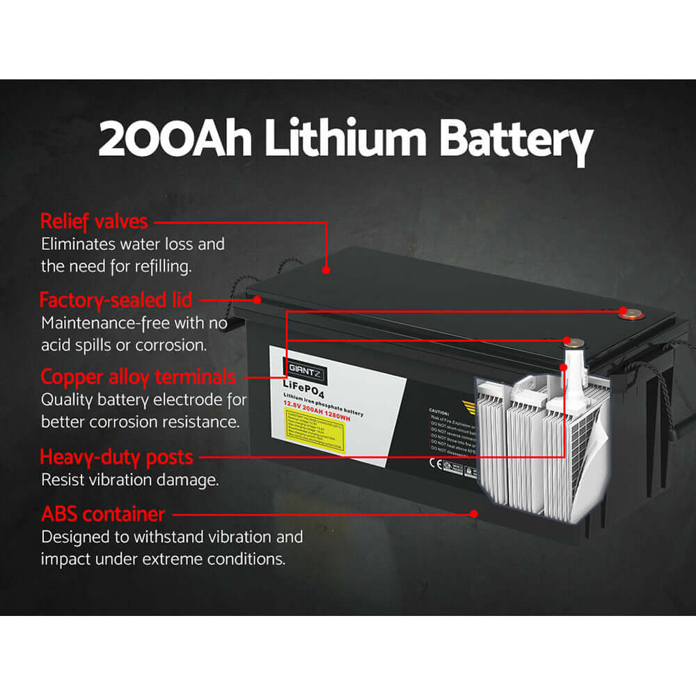 DSZ Product, feed-cond-new, feed-sl-DSZ Freight Payable, newGiantz 12V 200Ah Lithium Battery Lifepo4 Deep Cycle Box Solar Caravan Camping - Premium Outdoor Recreation > Camping > Batteries & Generators from Giantz ! Shop Online Buy Now at S & D's Value Store Family Business Best Customer ServiceDSZ Product, feed-cond-new, feed-sl-DSZ Freight Payable, new