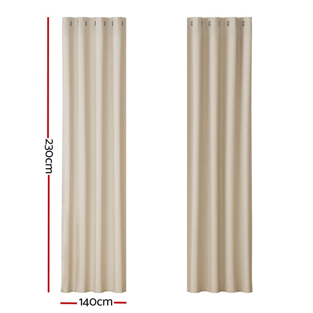 _label_, DSZ Product, feed-cond-new, feed-sl-free shipping, free-shipping, newArtiss 2 X  Blockout Curtains Eyelet 140 X 230Cm Beige - Premium Home & Garden > Curtains > Curtains & Drapes from Artiss ! Shop Online Buy Now at S & D's Value Store Family Business Best Customer Service_label_, DSZ Product, feed-cond-new, feed-sl-free shipping, free-shipping, new