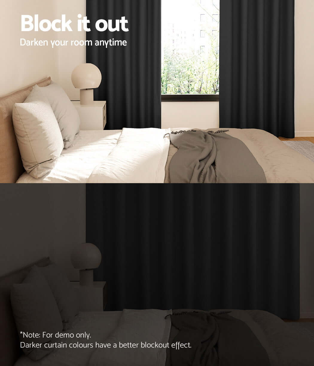 _label_, DSZ Product, feed-cond-new, feed-sl-free shipping, free-shipping, newArtiss 2 X  Blockout Curtains Eyelet 140 X 230Cm Black - Premium Home & Garden > Curtains > Curtains & Drapes from Artiss ! Shop Online Buy Now at S & D's Value Store Family Business Best Customer Service_label_, DSZ Product, feed-cond-new, feed-sl-free shipping, free-shipping, new