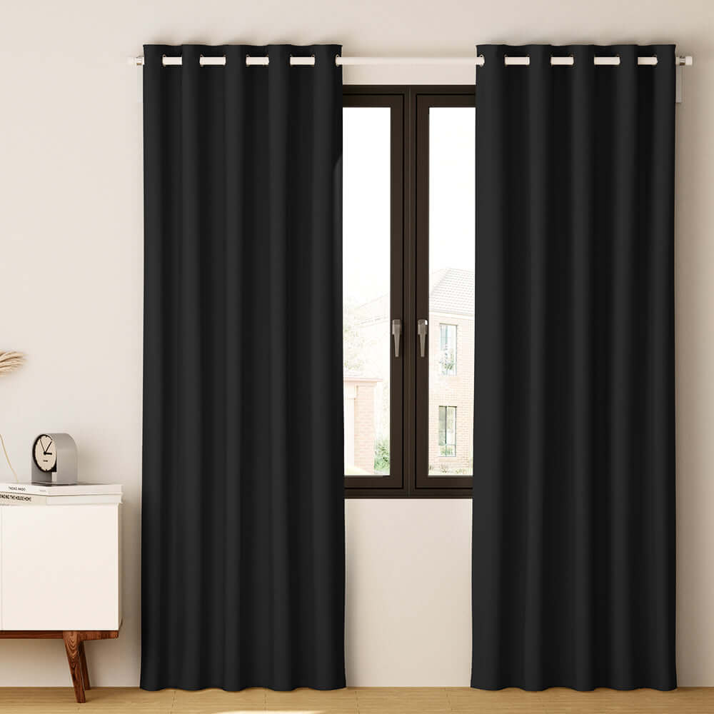 _label_, DSZ Product, feed-cond-new, feed-sl-free shipping, free-shipping, newArtiss 2 X  Blockout Curtains Eyelet 140 X 230Cm Black - Premium Home & Garden > Curtains > Curtains & Drapes from Artiss ! Shop Online Buy Now at S & D's Value Store Family Business Best Customer Service_label_, DSZ Product, feed-cond-new, feed-sl-free shipping, free-shipping, new