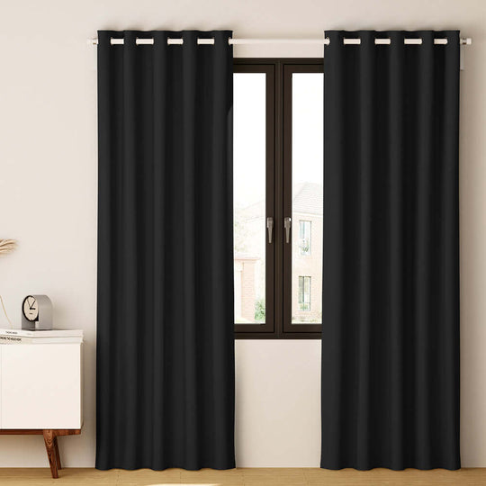 _label_, DSZ Product, feed-cond-new, feed-sl-free shipping, free-shipping, newArtiss 2 X  Blockout Curtains Eyelet 140 X 230Cm Black - Premium Home & Garden > Curtains > Curtains & Drapes from Artiss ! Shop Online Buy Now at S & D's Value Store Family Business Best Customer Service_label_, DSZ Product, feed-cond-new, feed-sl-free shipping, free-shipping, new