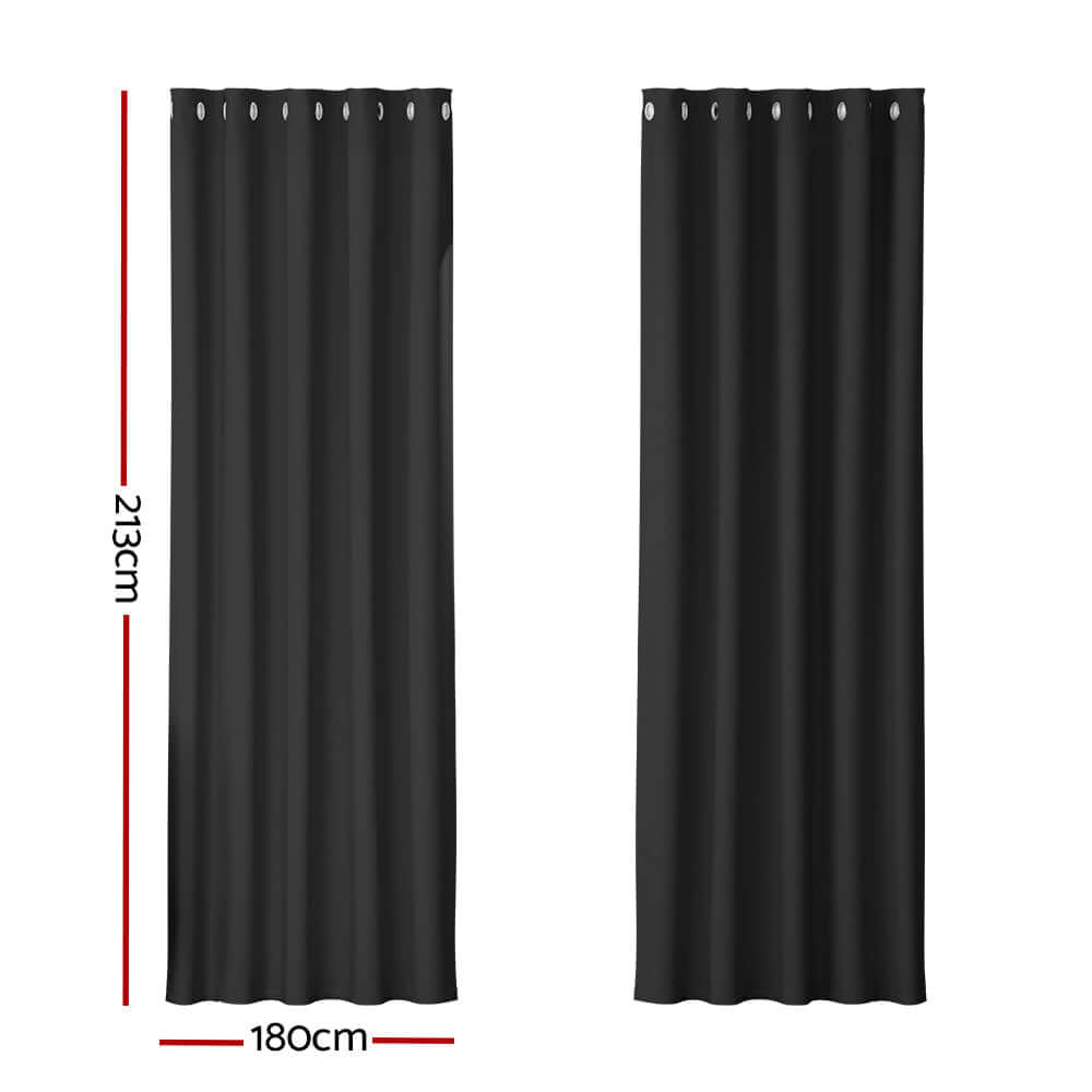 _label_, DSZ Product, feed-cond-new, feed-sl-free shipping, free-shipping, newArtiss 2 X  Blockout Curtains Eyelet 180 X 213Cm Black - Premium Home & Garden > Curtains > Curtains & Drapes from Artiss ! Shop Online Buy Now at S & D's Value Store Family Business Best Customer Service_label_, DSZ Product, feed-cond-new, feed-sl-free shipping, free-shipping, new