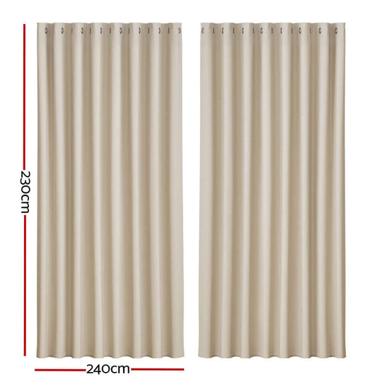 _label_, DSZ Product, feed-cond-new, feed-sl-free shipping, free-shipping, newArtiss 2 X  Blockout Curtains Eyelet 240 X 230Cm Beige - Premium Home & Garden > Curtains > Curtains & Drapes from Artiss ! Shop Online Buy Now at S & D's Value Store Family Business Best Customer Service_label_, DSZ Product, feed-cond-new, feed-sl-free shipping, free-shipping, new