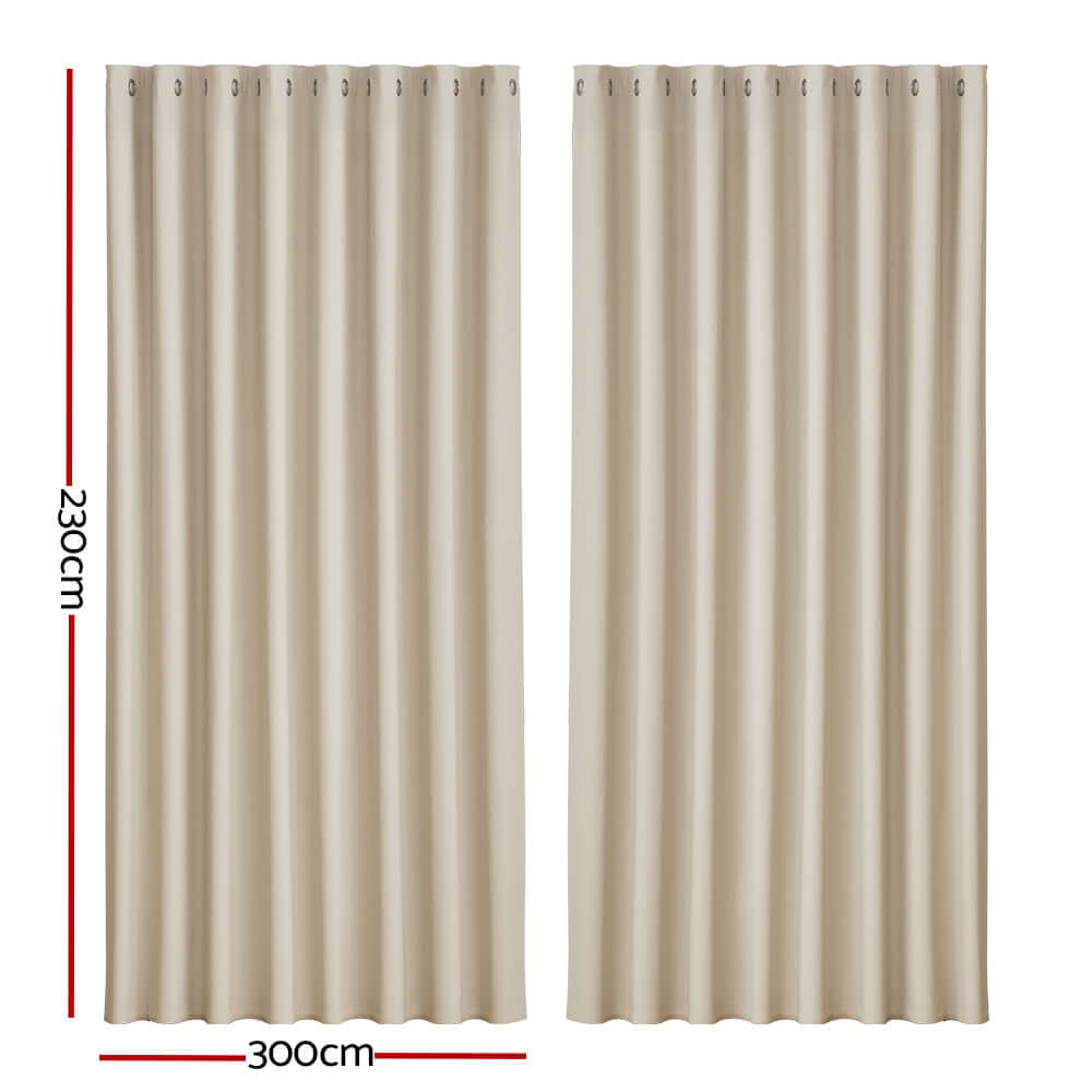 _label_, DSZ Product, feed-cond-new, feed-sl-free shipping, free-shipping, newArtiss 2 X  Blockout Curtains Eyelet 300 X 230Cm Beige - Premium Home & Garden > Curtains > Curtains & Drapes from Artiss ! Shop Online Buy Now at S & D's Value Store Family Business Best Customer Service_label_, DSZ Product, feed-cond-new, feed-sl-free shipping, free-shipping, new