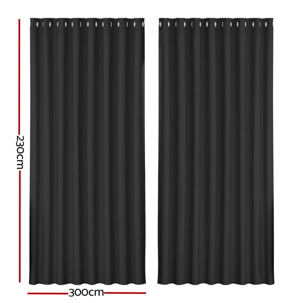 _label_, DSZ Product, feed-cond-new, feed-sl-free shipping, free-shipping, newArtiss 2 X  Blockout Curtains Eyelet 300 X 230Cm Black - Premium Home & Garden > Curtains > Curtains & Drapes from Artiss ! Shop Online Buy Now at S & D's Value Store Family Business Best Customer Service_label_, DSZ Product, feed-cond-new, feed-sl-free shipping, free-shipping, new