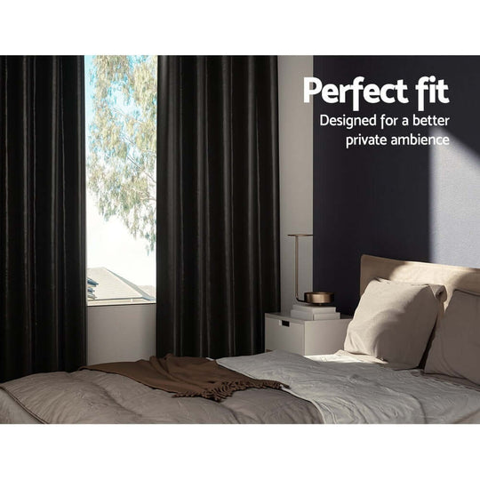 _label_, DSZ Product, feed-cond-new, feed-sl-free shipping, free-shipping, newArtiss 2 X  Blockout Curtains Eyelet 140 X 230Cm Black Shine - Premium Home & Garden > Curtains > Curtains & Drapes from Artiss ! Shop Online Buy Now at S & D's Value Store Family Business Best Customer Service_label_, DSZ Product, feed-cond-new, feed-sl-free shipping, free-shipping, new