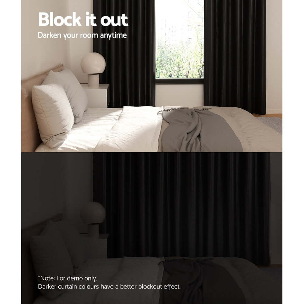 _label_, DSZ Product, feed-cond-new, feed-sl-free shipping, free-shipping, newArtiss 2 X  Blockout Curtains Eyelet 140 X 230Cm Black Shine - Premium Home & Garden > Curtains > Curtains & Drapes from Artiss ! Shop Online Buy Now at S & D's Value Store Family Business Best Customer Service_label_, DSZ Product, feed-cond-new, feed-sl-free shipping, free-shipping, new