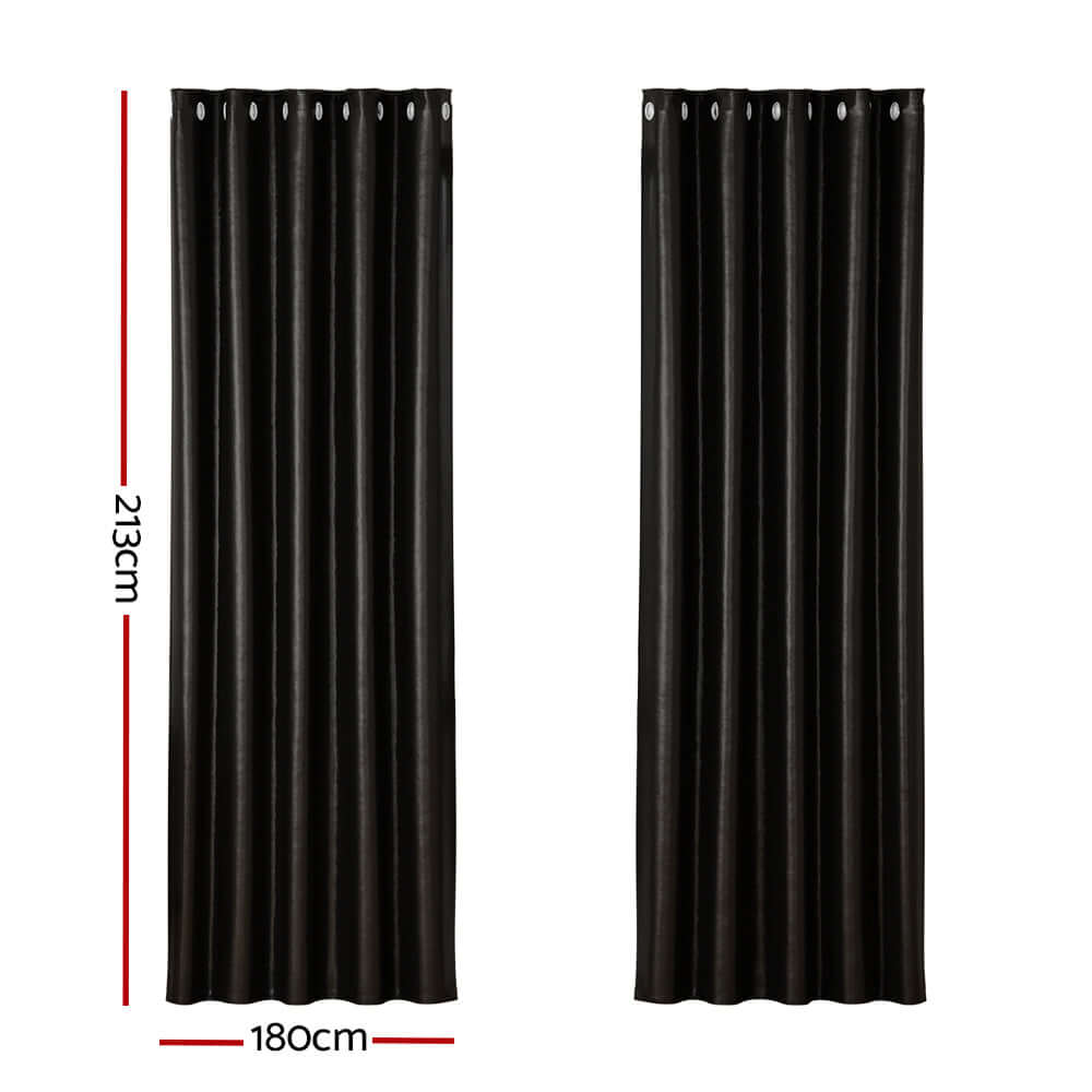 _label_, DSZ Product, feed-cond-new, feed-sl-free shipping, free-shipping, newArtiss 2 X  Blockout Curtains Eyelet 180 X 213Cm Black Shine - Premium Home & Garden > Curtains > Curtains & Drapes from Artiss ! Shop Online Buy Now at S & D's Value Store Family Business Best Customer Service_label_, DSZ Product, feed-cond-new, feed-sl-free shipping, free-shipping, new