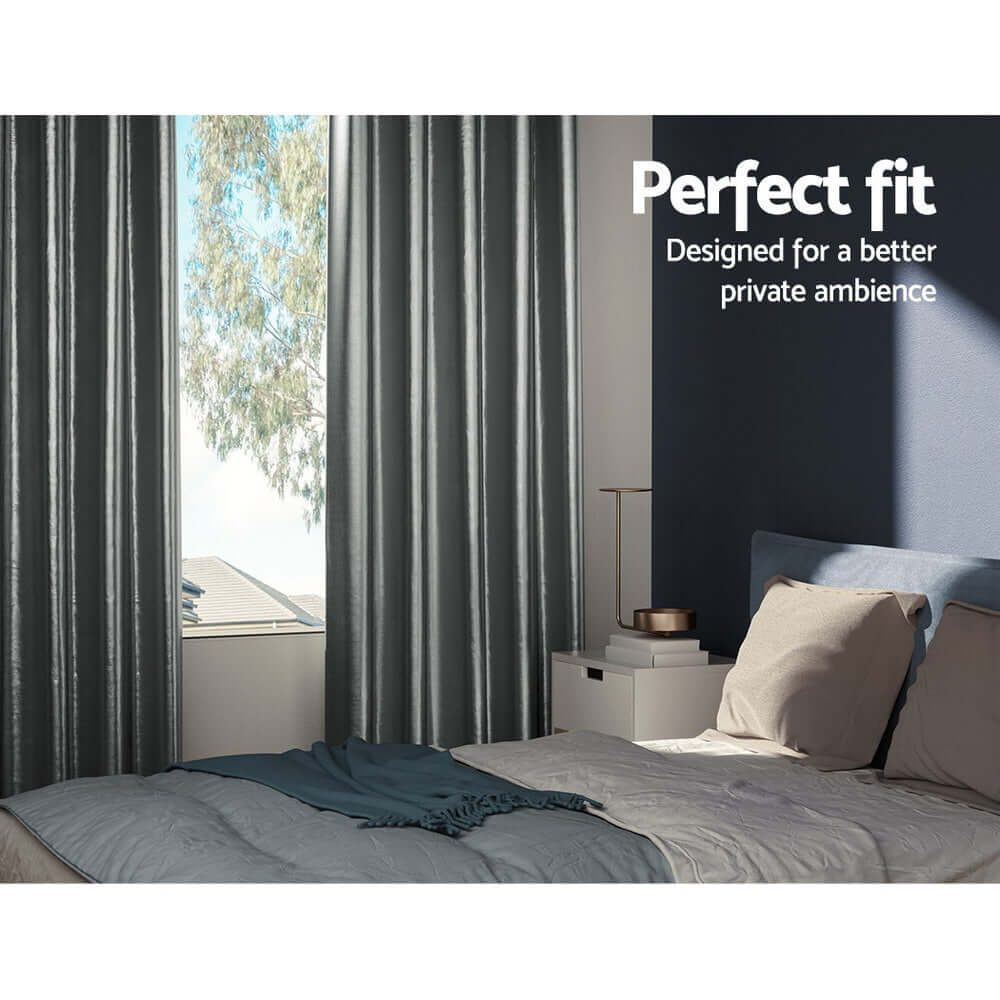 _label_, DSZ Product, feed-cond-new, feed-sl-free shipping, free-shipping, newArtiss 2 X  Blockout Curtains Eyelet 180 X 213Cm Grey Shine - Premium Home & Garden > Curtains > Curtains & Drapes from Artiss ! Shop Online Buy Now at S & D's Value Store Family Business Best Customer Service_label_, DSZ Product, feed-cond-new, feed-sl-free shipping, free-shipping, new