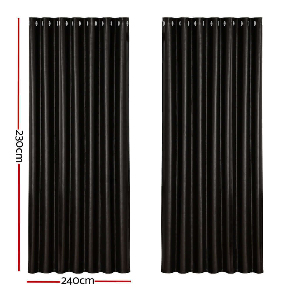 _label_, DSZ Product, feed-cond-new, feed-sl-free shipping, free-shipping, newArtiss 2 X  Blockout Curtains Eyelet 240 X 230Cm Black Shine - Premium Home & Garden > Curtains > Curtains & Drapes from Artiss ! Shop Online Buy Now at S & D's Value Store Family Business Best Customer Service_label_, DSZ Product, feed-cond-new, feed-sl-free shipping, free-shipping, new