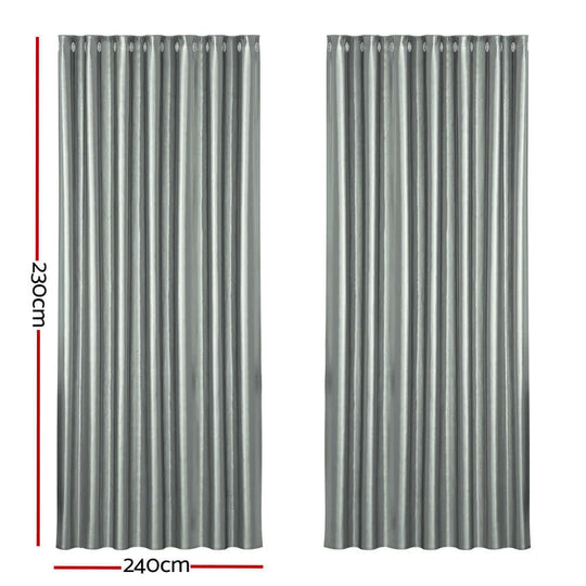 _label_, DSZ Product, feed-cond-new, feed-sl-free shipping, free-shipping, newArtiss 2 X  Blockout Curtains Eyelet 240 X 230Cm Grey Shine - Premium Home & Garden > Curtains > Curtains & Drapes from Artiss ! Shop Online Buy Now at S & D's Value Store Family Business Best Customer Service_label_, DSZ Product, feed-cond-new, feed-sl-free shipping, free-shipping, new