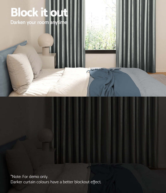 _label_, DSZ Product, feed-cond-new, feed-sl-free shipping, free-shipping, newArtiss 2 X  Blockout Curtains Eyelet 240 X 230Cm Grey Shine - Premium Home & Garden > Curtains > Curtains & Drapes from Artiss ! Shop Online Buy Now at S & D's Value Store Family Business Best Customer Service_label_, DSZ Product, feed-cond-new, feed-sl-free shipping, free-shipping, new