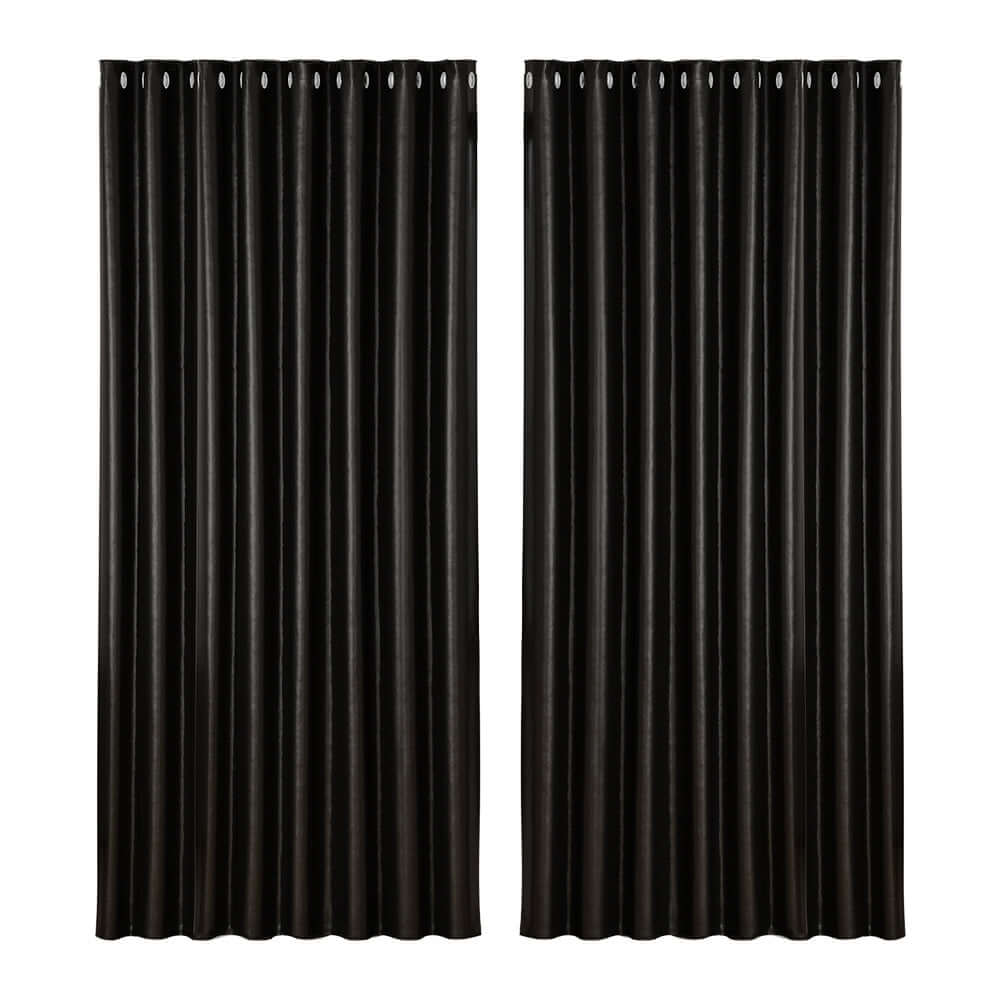 _label_, DSZ Product, feed-cond-new, feed-sl-free shipping, free-shipping, newArtiss 2 X  Blockout Curtains Eyelet 300 X 230Cm Black Shine - Premium Home & Garden > Curtains > Curtains & Drapes from Artiss ! Shop Online Buy Now at S & D's Value Store Family Business Best Customer Service_label_, DSZ Product, feed-cond-new, feed-sl-free shipping, free-shipping, new