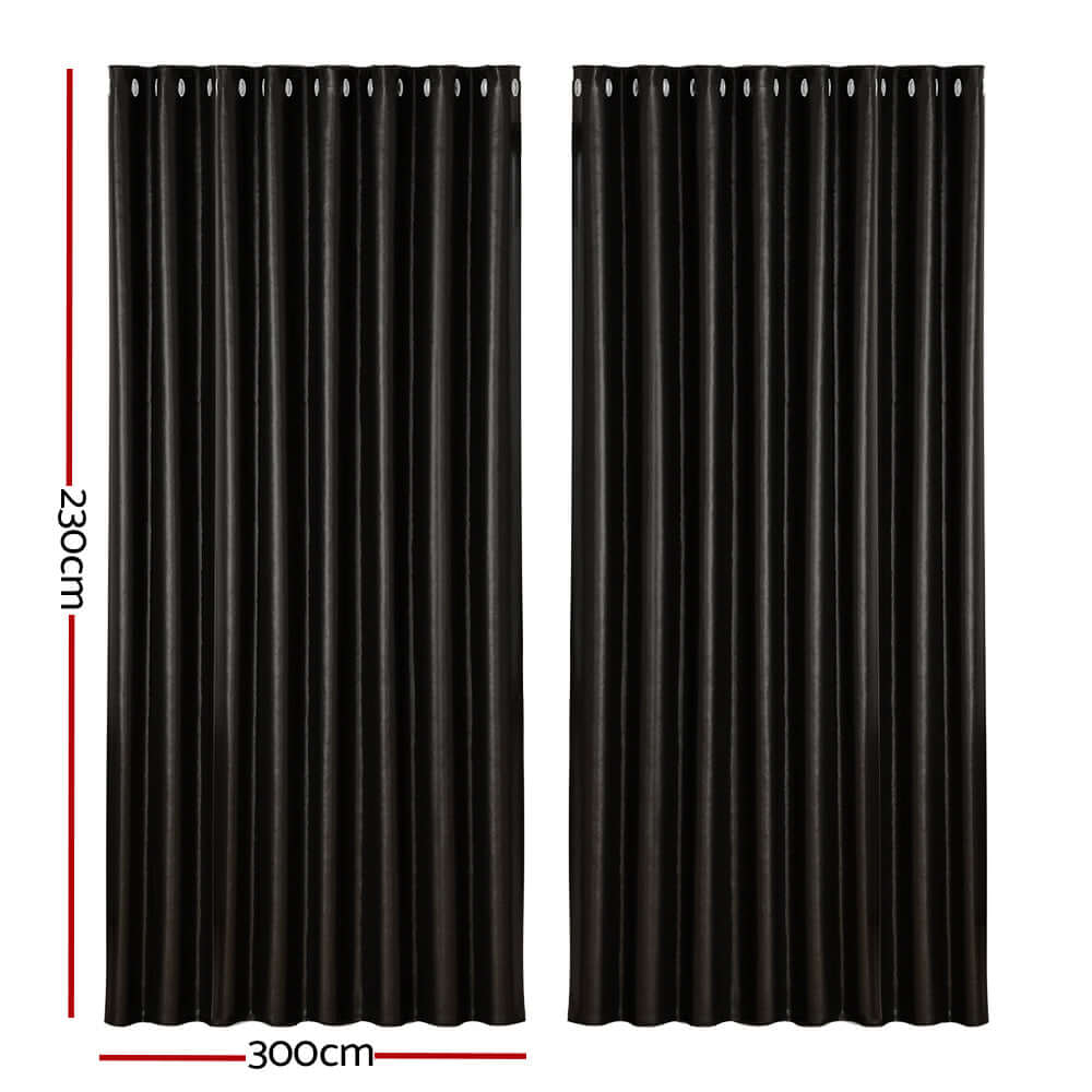 _label_, DSZ Product, feed-cond-new, feed-sl-free shipping, free-shipping, newArtiss 2 X  Blockout Curtains Eyelet 300 X 230Cm Black Shine - Premium Home & Garden > Curtains > Curtains & Drapes from Artiss ! Shop Online Buy Now at S & D's Value Store Family Business Best Customer Service_label_, DSZ Product, feed-cond-new, feed-sl-free shipping, free-shipping, new