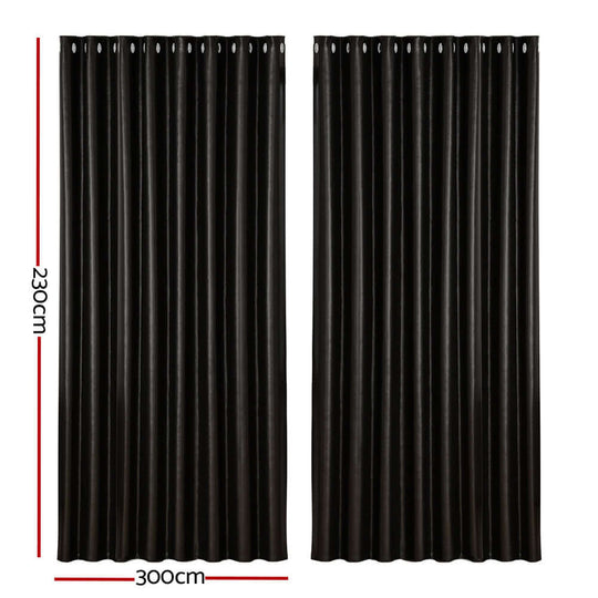 _label_, DSZ Product, feed-cond-new, feed-sl-free shipping, free-shipping, newArtiss 2 X  Blockout Curtains Eyelet 300 X 230Cm Black Shine - Premium Home & Garden > Curtains > Curtains & Drapes from Artiss ! Shop Online Buy Now at S & D's Value Store Family Business Best Customer Service_label_, DSZ Product, feed-cond-new, feed-sl-free shipping, free-shipping, new