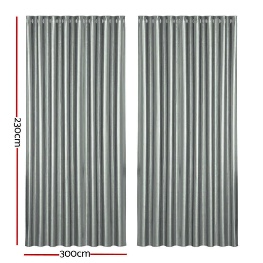 _label_, DSZ Product, feed-cond-new, feed-sl-free shipping, free-shipping, newArtiss 2 X  Blockout Curtains Eyelet 300 X 230Cm Grey Shine - Premium Home & Garden > Curtains > Curtains & Drapes from Artiss ! Shop Online Buy Now at S & D's Value Store Family Business Best Customer Service_label_, DSZ Product, feed-cond-new, feed-sl-free shipping, free-shipping, new