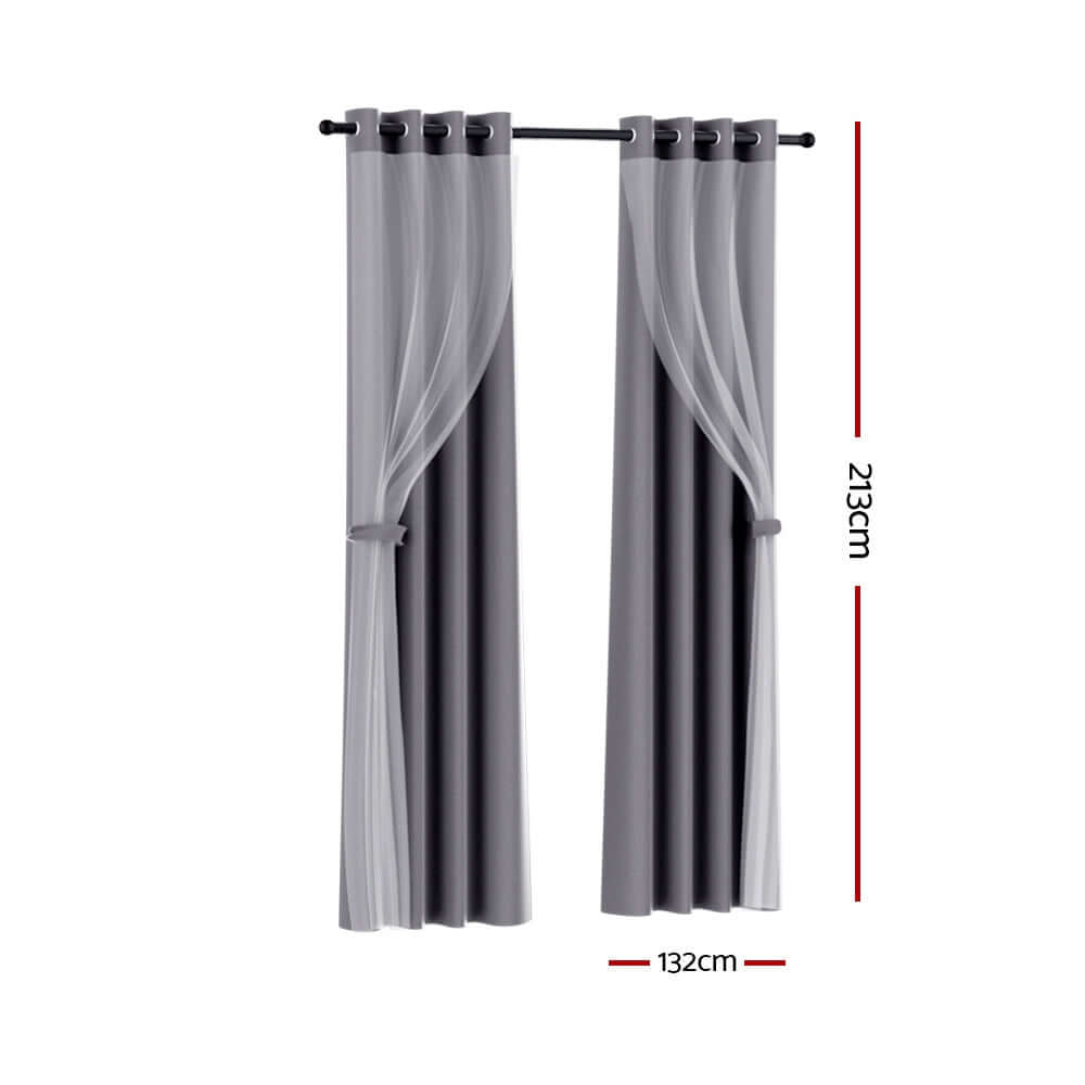 _label_, DSZ Product, feed-cond-new, feed-sl-free shipping, free-shipping, newArtiss 2 X  132 X 213Cm Blockout Sheer Curtains Charcoal - Premium Home & Garden > Curtains > Curtains & Drapes from Artiss ! Shop Online Buy Now at S & D's Value Store Family Business Best Customer Service_label_, DSZ Product, feed-cond-new, feed-sl-free shipping, free-shipping, new