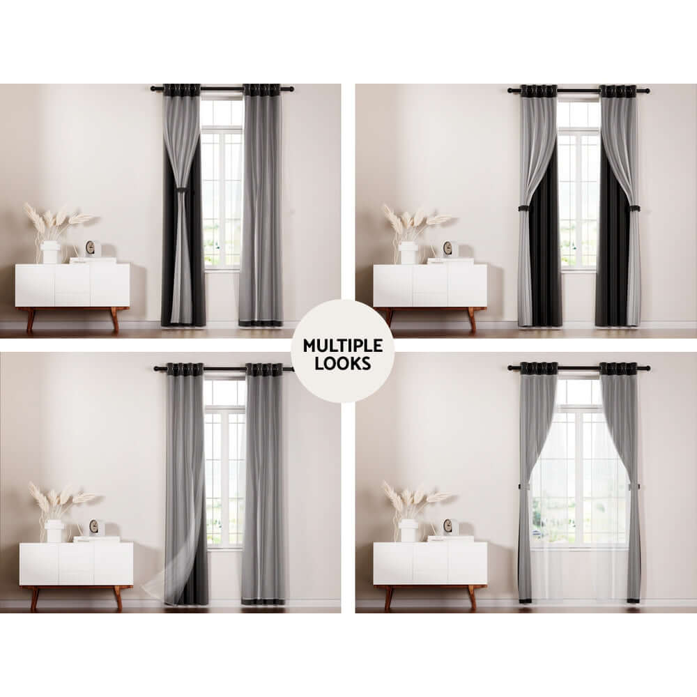 _label_, DSZ Product, feed-cond-new, feed-sl-free shipping, free-shipping, newArtiss 2 X  132 X 304Cm Blockout Sheer Curtains Black - Premium Home & Garden > Curtains > Curtains & Drapes from Artiss ! Shop Online Buy Now at S & D's Value Store Family Business Best Customer Service_label_, DSZ Product, feed-cond-new, feed-sl-free shipping, free-shipping, new