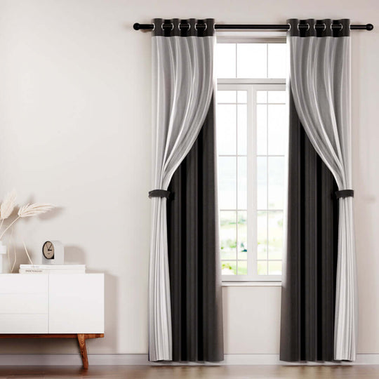 _label_, DSZ Product, feed-cond-new, feed-sl-free shipping, free-shipping, newArtiss 2 X  132 X 304Cm Blockout Sheer Curtains Black - Premium Home & Garden > Curtains > Curtains & Drapes from Artiss ! Shop Online Buy Now at S & D's Value Store Family Business Best Customer Service_label_, DSZ Product, feed-cond-new, feed-sl-free shipping, free-shipping, new