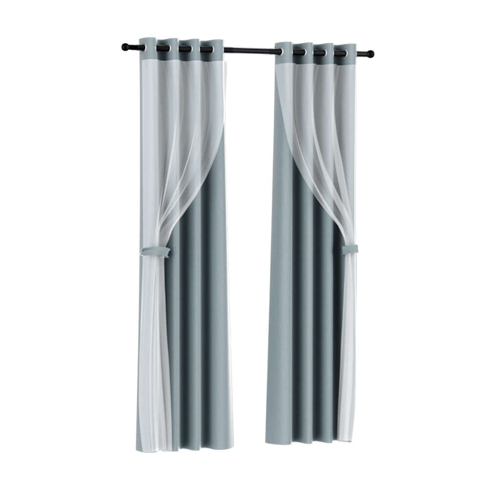 _label_, DSZ Product, feed-cond-new, feed-sl-free shipping, free-shipping, newArtiss 2 X  132 X 304Cm Blockout Sheer Curtains Light Grey - Premium Home & Garden > Curtains > Curtains & Drapes from Artiss ! Shop Online Buy Now at S & D's Value Store Family Business Best Customer Service_label_, DSZ Product, feed-cond-new, feed-sl-free shipping, free-shipping, new