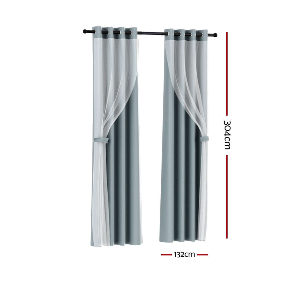 _label_, DSZ Product, feed-cond-new, feed-sl-free shipping, free-shipping, newArtiss 2 X  132 X 304Cm Blockout Sheer Curtains Light Grey - Premium Home & Garden > Curtains > Curtains & Drapes from Artiss ! Shop Online Buy Now at S & D's Value Store Family Business Best Customer Service_label_, DSZ Product, feed-cond-new, feed-sl-free shipping, free-shipping, new