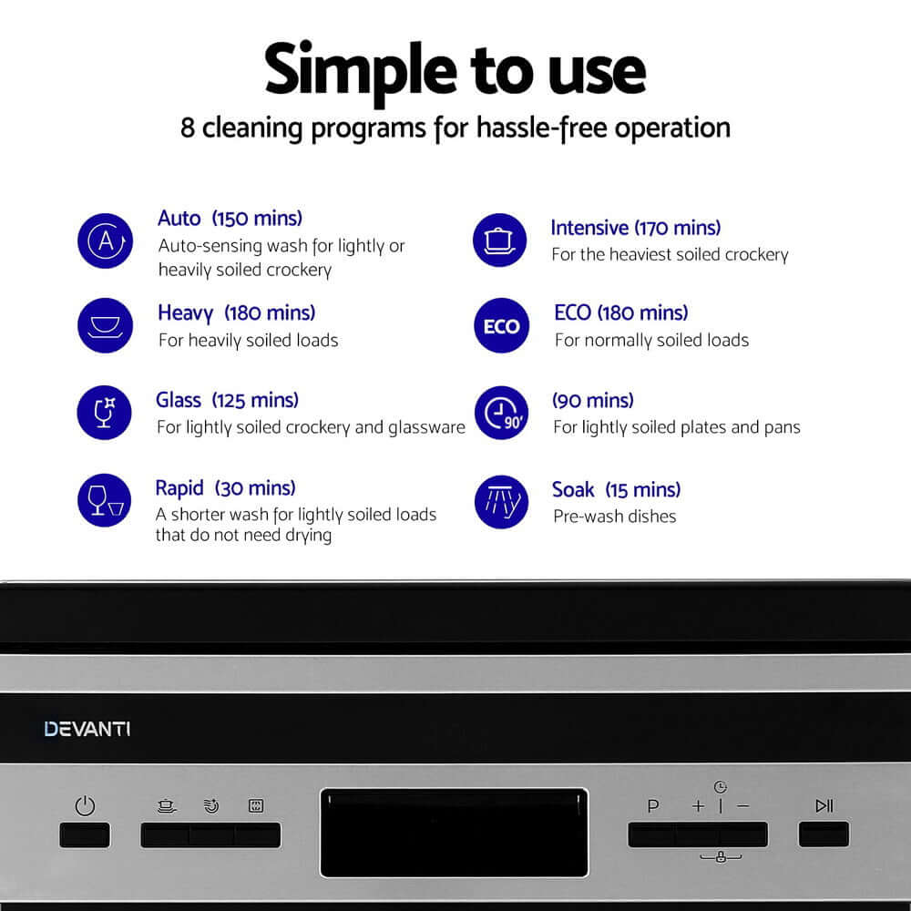 غسالة الأطباق المستقلة ديفانتي 10 أماكن، لون أسود