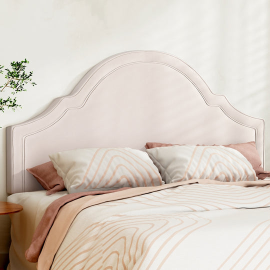 Artiss Bed Frame Bed Head Headboard King Velvet Iris Beige