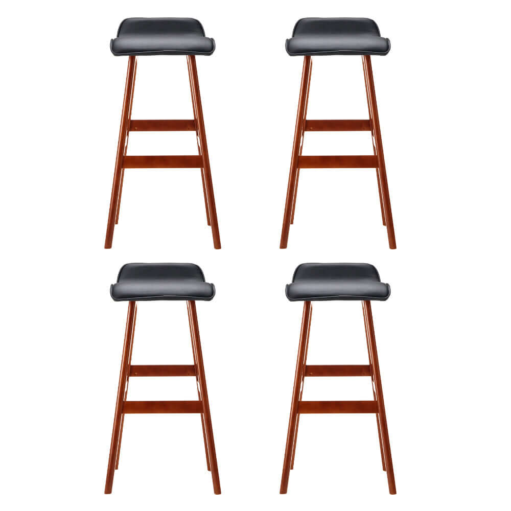 Set of 4 Artiss wooden bar stools in black PU leather, combining quality comfort and stylish design at an affordable price.