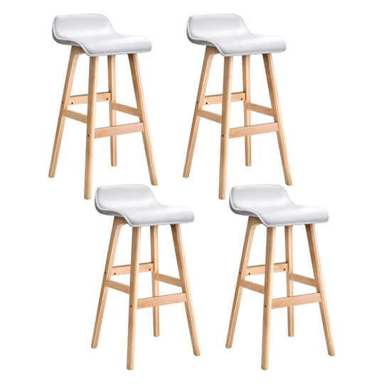 Set of 4 Artiss Wooden Bar Stools in White with PU Leather Seats, Affordable Luxury for any DIY space.