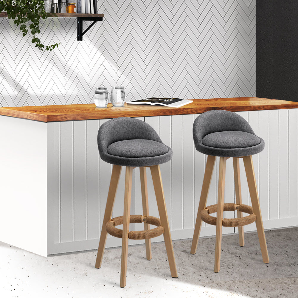 DSZ Product, feed-cond-new, feed-sl-DSZ Freight Payable, newArtiss 2 X  Bar Stools Padded Linen Wooden Grey - Premium Furniture > Bar Stools & Chairs > Table & Bar Stools from Artiss ! Shop Online Buy Now at S & D's Value Store Family Business Best Customer ServiceDSZ Product, feed-cond-new, feed-sl-DSZ Freight Payable, new