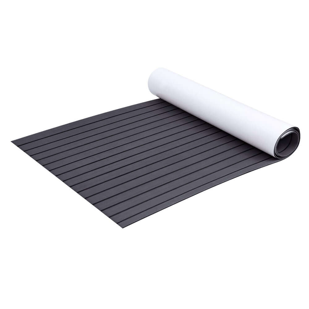 Seamanship EVA foam boat flooring mat rolled out, dark grey, affordable, quality DIY decking solution.