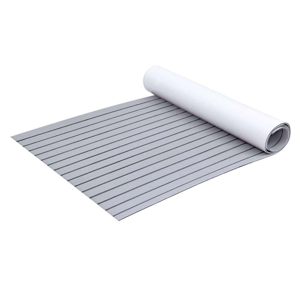 Seamanship light grey EVA foam boat flooring mat, rolled and ready for DIY installation, durable and weather-resistant.