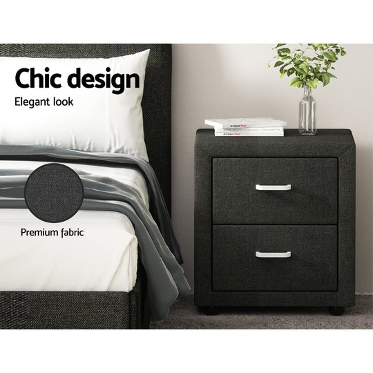 DSZ Product, feed-cond-new, feed-sl-DSZ Freight Payable, newArtiss Bedside Table 2 Drawers Fabric - Caden Charcoal - Premium Furniture > Bedroom > Bedside Tables from Artiss ! Shop Online Buy Now at S & D's Value Store Family Business Best Customer ServiceDSZ Product, feed-cond-new, feed-sl-DSZ Freight Payable, new