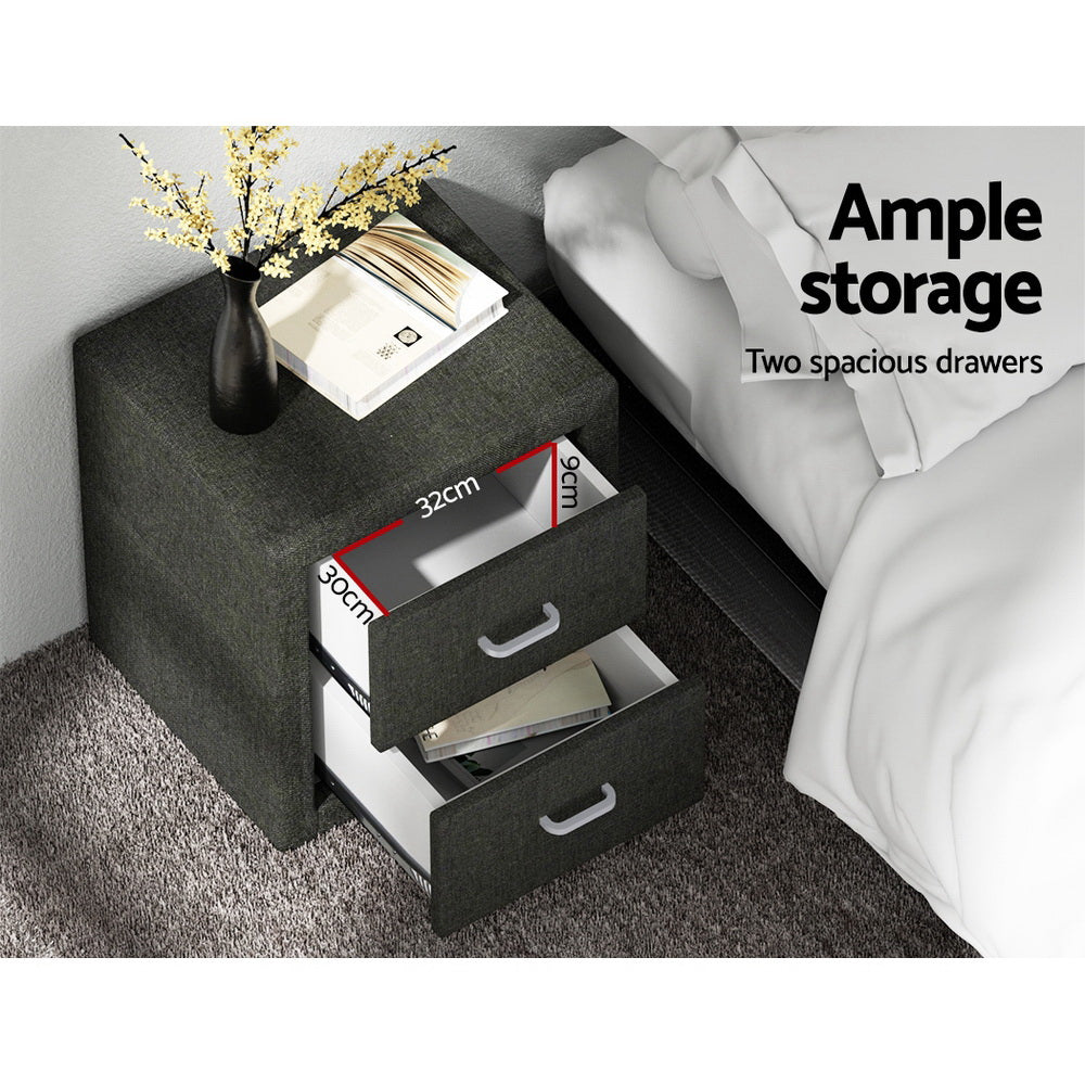 DSZ Product, feed-cond-new, feed-sl-DSZ Freight Payable, newArtiss Bedside Table 2 Drawers Fabric - Caden Charcoal - Premium Furniture > Bedroom > Bedside Tables from Artiss ! Shop Online Buy Now at S & D's Value Store Family Business Best Customer ServiceDSZ Product, feed-cond-new, feed-sl-DSZ Freight Payable, new