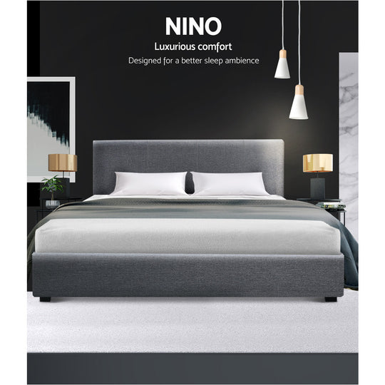 Artiss Bed Frame Queen Size Gas Lift Grey NINO