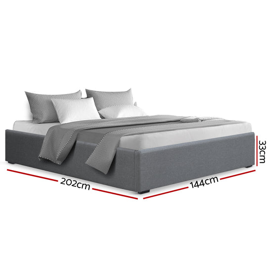 Artiss Bed Frame Double Size Gas Lift Base Grey Toki