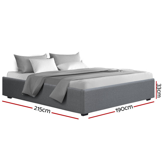 Artiss Bed Frame King Size Gas Lift Base Grey TOKI