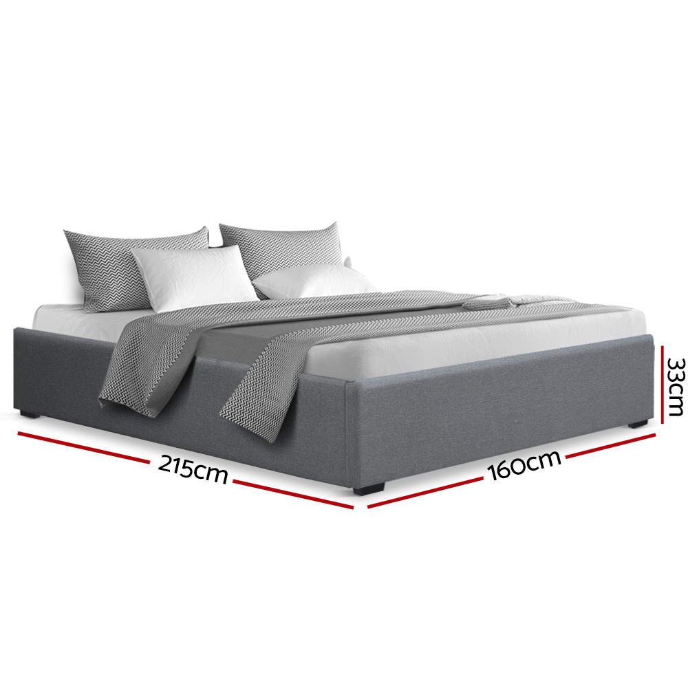 Artiss Bed Frame Queen Size Gas Lift Base Grey TOKI