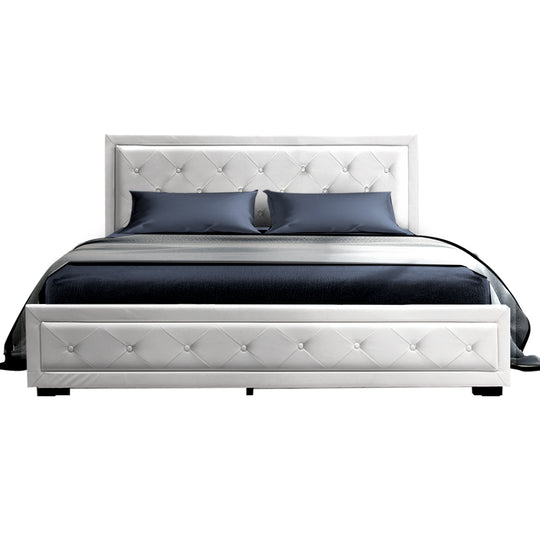 Artiss Bed Frame Double Size Gas Lift White TIYO