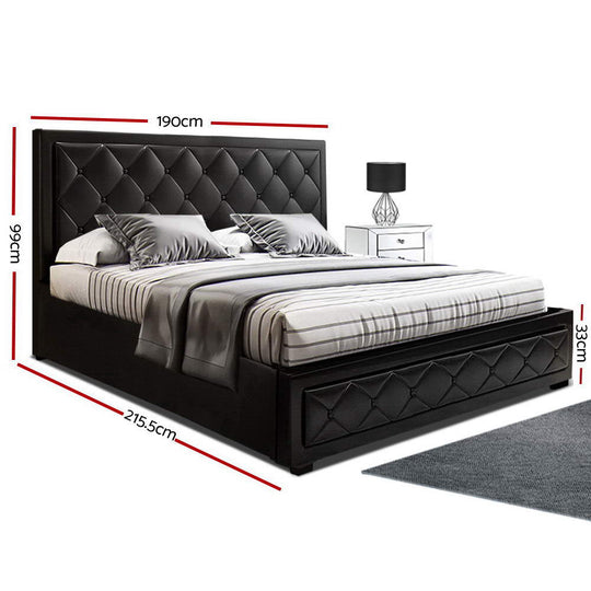 Artiss Bed Frame King Size Gas Lift Black TIYO