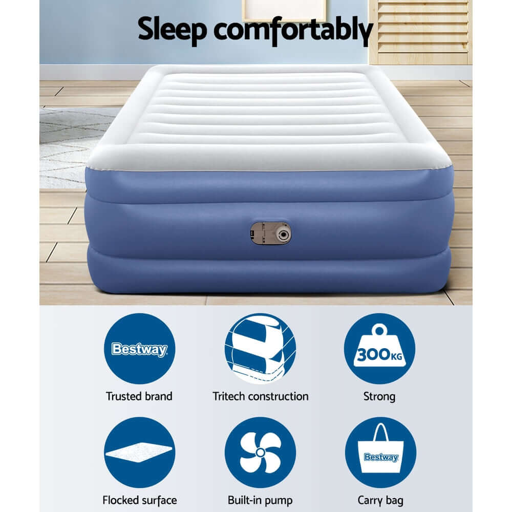 _label_, DSZ Product, feed-cond-new, feed-sl-free shipping, free-shipping, newBestway Air Mattress Queen Inflatable Bed 61Cm Airbed Blue - Premium Outdoor Recreation > Camping > Inflatable Mattresses from Bestway ! Shop Online Buy Now at S & D's Value Store Family Business Best Customer Service_label_, DSZ Product, feed-cond-new, feed-sl-free shipping, free-shipping, new