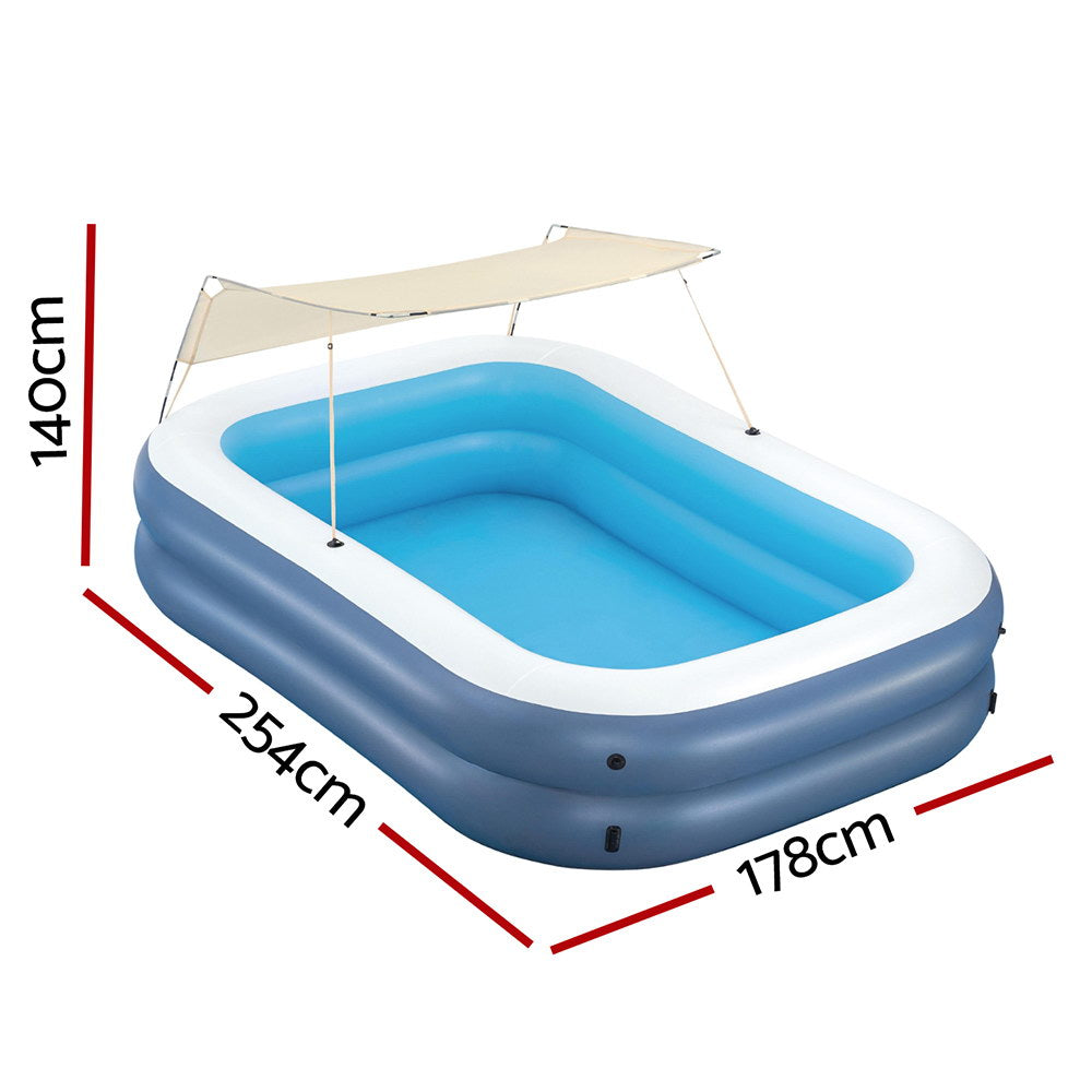 _label_, DSZ Product, feed-cond-new, feed-sl-free shipping, free-shipping, newBestway Kids Inflatable Pool Above Ground Splash Pool With Sunshade 254 X 178Cm - Premium Home & Garden > Pool & Accessories > Swimming Pools from Bestway ! Shop Online Buy Now at S & D's Value Store Family Business Best Customer Service_label_, DSZ Product, feed-cond-new, feed-sl-free shipping, free-shipping, new