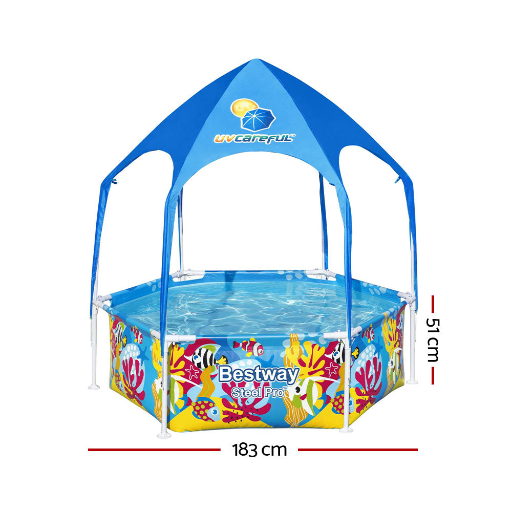 _label_, DSZ Product, feed-cond-new, feed-sl-free shipping, free-shipping, newBestway Kids Pool 183 X 51Cm Steel Frame Swimming Play Pools Canopy 930L - Premium Home & Garden > Pool & Accessories > Swimming Pools from Bestway ! Shop Online Buy Now at S & D's Value Store Family Business Best Customer Service_label_, DSZ Product, feed-cond-new, feed-sl-free shipping, free-shipping, new