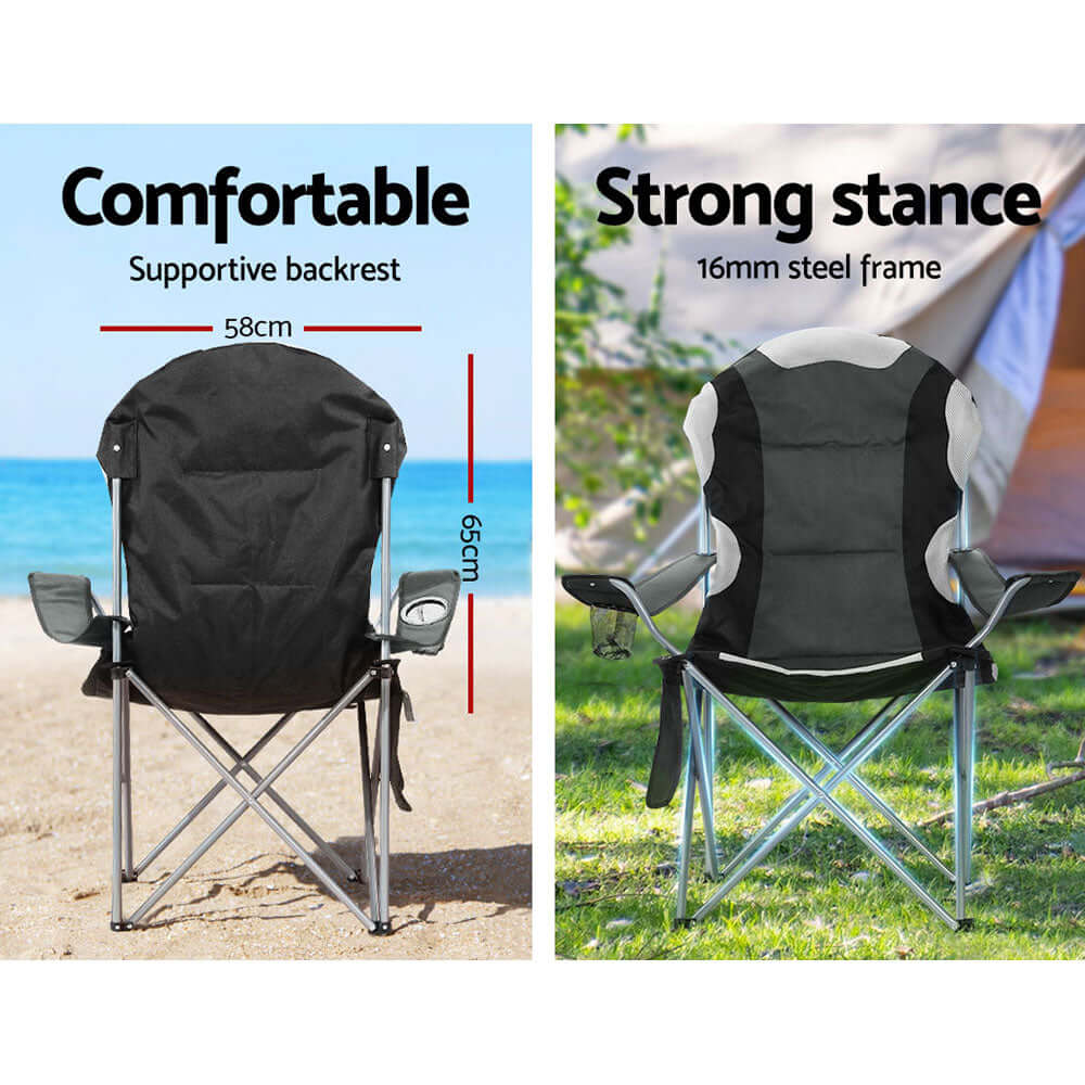 _label_, DSZ Product, feed-cond-new, feed-sl-free shipping, free-shipping, newWeisshorn Camping Folding Chair Portable Outdoor Hiking Fishing Picnic Grey 2Pcs - Premium Outdoor Recreation > Camping > Camp Furniture from Weisshorn ! Shop Online Buy Now at S & D's Value Store Family Business Best Customer Service_label_, DSZ Product, feed-cond-new, feed-sl-free shipping, free-shipping, new