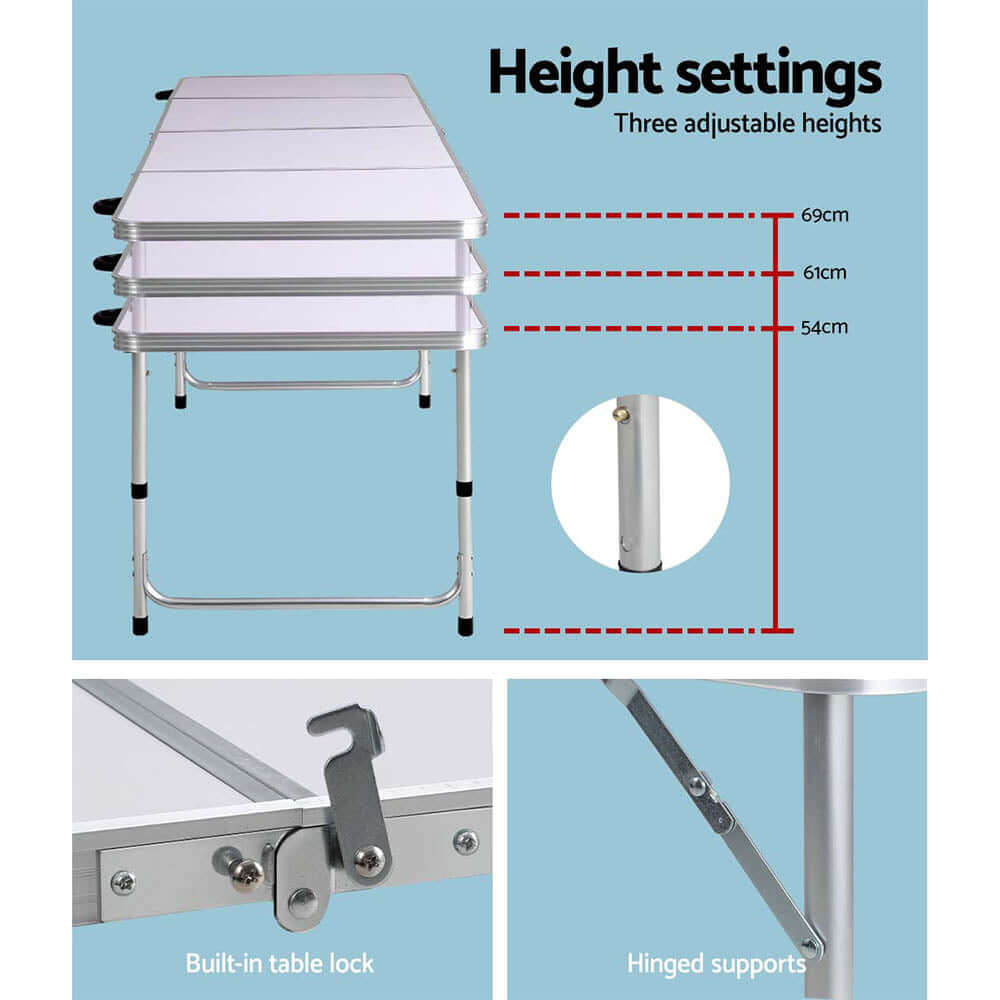 DSZ Product, feed-cond-new, feed-sl-DSZ Freight Payable, newWeisshorn Folding Camping Table 240Cm Portable Outdoor Picnic Bbq Aluminium Desk - Premium Outdoor Recreation > Camping > Camp Furniture from Weisshorn ! Shop Online Buy Now at S & D's Value Store Family Business Best Customer ServiceDSZ Product, feed-cond-new, feed-sl-DSZ Freight Payable, new