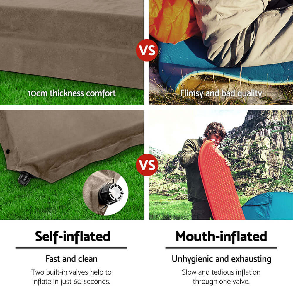 _label_, DSZ Product, feed-cond-new, feed-sl-free shipping, free-shipping, newWeisshorn Self Inflating Mattress 10Cm Camping Sleeping Mat Air Double Coffee - Premium Outdoor Recreation > Camping > Inflatable Mattresses from Weisshorn ! Shop Online Buy Now at S & D's Value Store Family Business Best Customer Service_label_, DSZ Product, feed-cond-new, feed-sl-free shipping, free-shipping, new