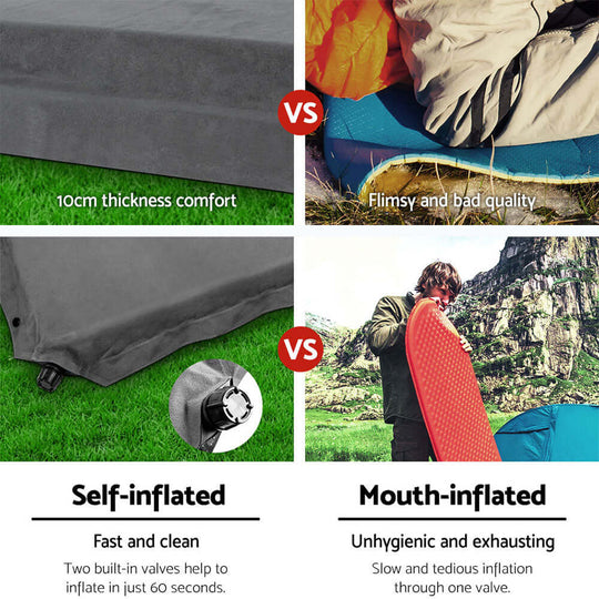 _label_, DSZ Product, feed-cond-new, feed-sl-free shipping, free-shipping, newWeisshorn Self Inflating Mattress 10Cm Camping Sleeping Mat Air Double Grey - Premium Outdoor Recreation > Camping > Inflatable Mattresses from Weisshorn ! Shop Online Buy Now at S & D's Value Store Family Business Best Customer Service_label_, DSZ Product, feed-cond-new, feed-sl-free shipping, free-shipping, new