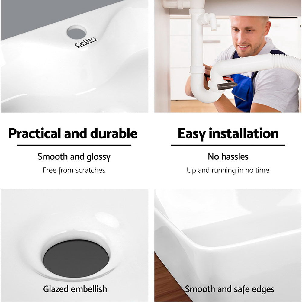 DSZ Product, feed-cond-new, feed-sl-DSZ Freight Payable, newCefito Bathroom Basin Ceramic Vanity Sink Hand Wash Bowl 48 X 38Cm - Premium Furniture > Bathroom > Sinks from Cefito ! Shop Online Buy Now at S & D's Value Store Family Business Best Customer ServiceDSZ Product, feed-cond-new, feed-sl-DSZ Freight Payable, new