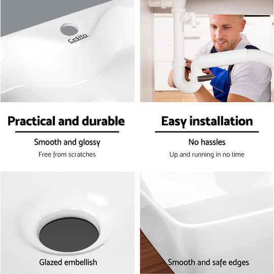 DSZ Product, feed-cond-new, feed-sl-DSZ Freight Payable, newCefito Bathroom Basin Ceramic Vanity Sink Hand Wash Bowl 48 X 38Cm - Premium Furniture > Bathroom > Sinks from Cefito ! Shop Online Buy Now at S & D's Value Store Family Business Best Customer ServiceDSZ Product, feed-cond-new, feed-sl-DSZ Freight Payable, new