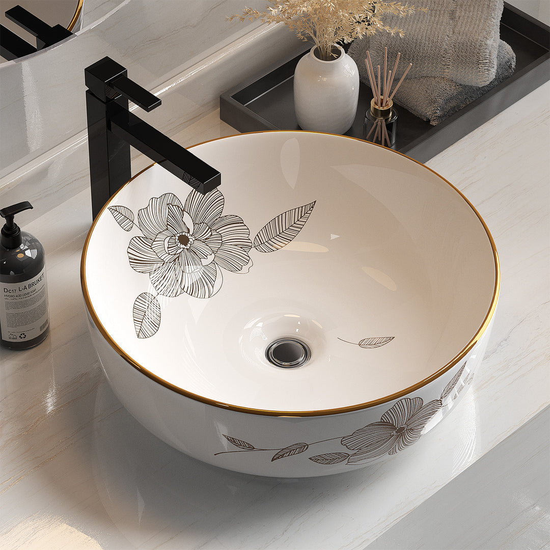 _label_, DSZ Product, feed-cond-new, feed-sl-free shipping, free-shipping, newCefito Bathroom Basin Ceramic Vanity Sink Hand Wash Bowl With Pattern 41 X 41Cm - Premium Furniture > Bathroom > Sinks from Cefito ! Shop Online Buy Now at S & D's Value Store Family Business Best Customer Service_label_, DSZ Product, feed-cond-new, feed-sl-free shipping, free-shipping, new